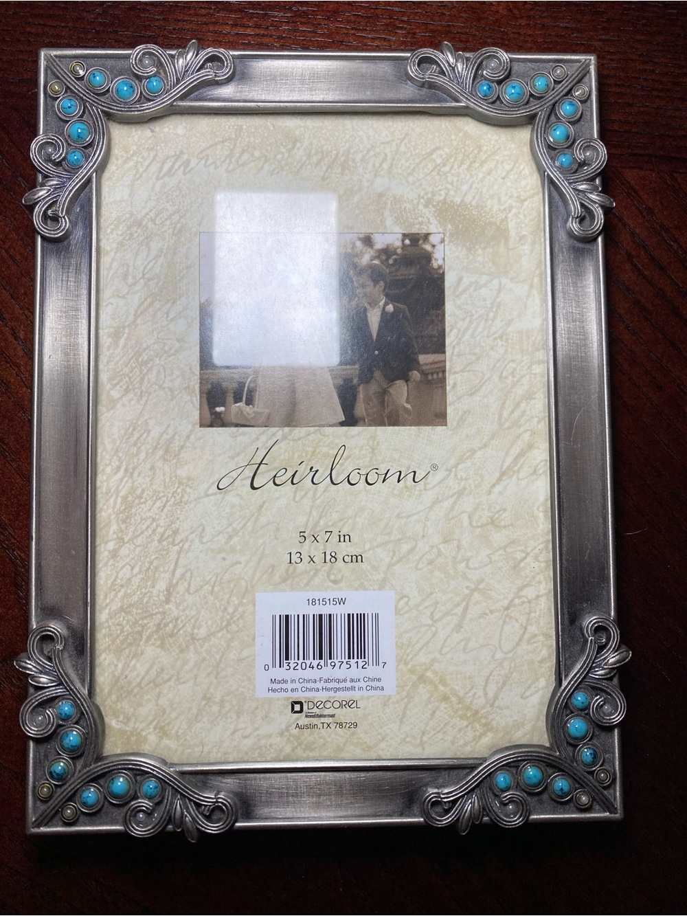 Heirloom Silver Picture Frame with Turquoise Accents, 5x7